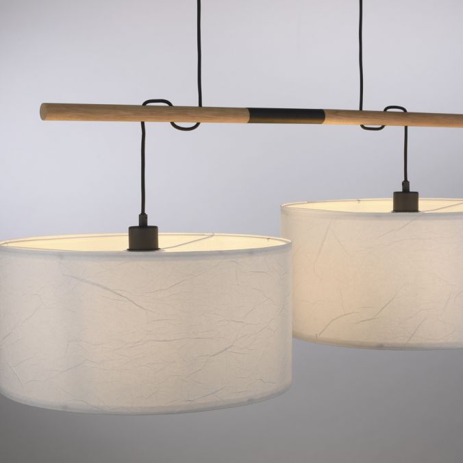 Paul Neuhaus LED Pendelleuchte schwarz mit Holzoptik 2 flammig zeitloses Design 50% Rabatt mit kostenlosem Versand