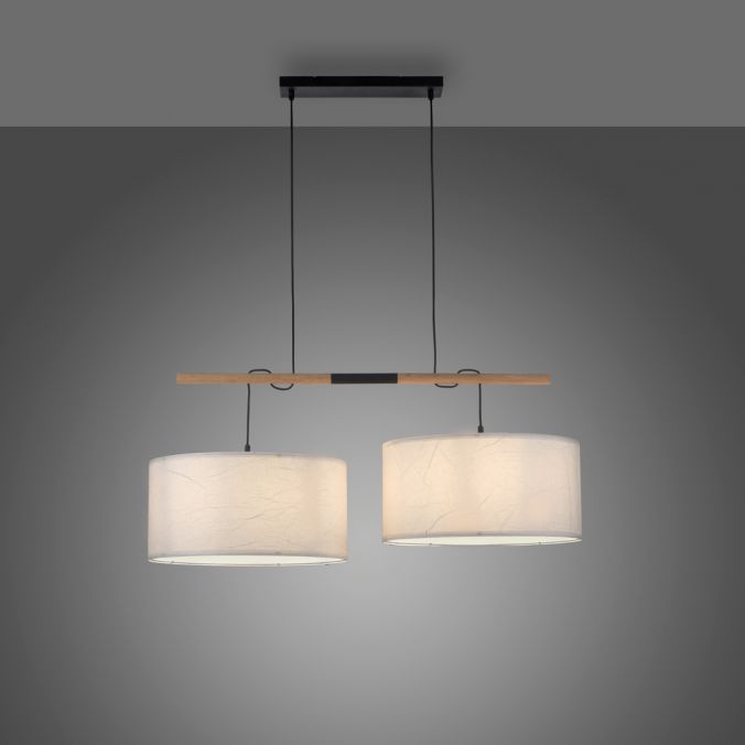 Paul Neuhaus LED Pendelleuchte schwarz mit Holzoptik 2 flammig zeitloses Design 50% Rabatt mit kostenlosem Versand