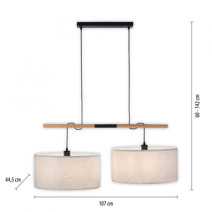 Paul Neuhaus LED Pendelleuchte schwarz mit Holzoptik 2 flammig zeitloses Design 50% Rabatt mit kostenlosem Versand