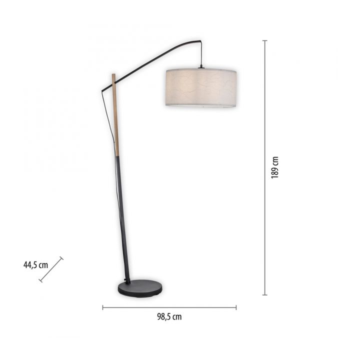 Paul Neuhaus LED Stehleuchte schwarz mit Holzoptik Schnurschalter zeitloses Design Kostenloser Versand international