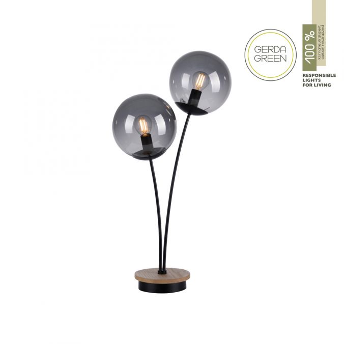 Paul Neuhaus LED Tischleuchte Holz rauchfarben Schnurschalter IP20 Innenlampe