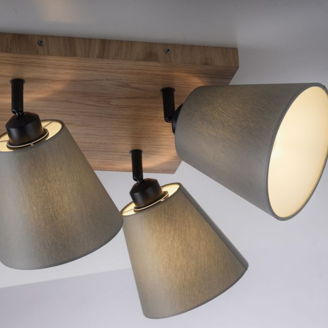 Paul Neuhaus LED Wandleuchte Holz natur 4 flammig quadratidsch Stoffschirm Black Friday Preise