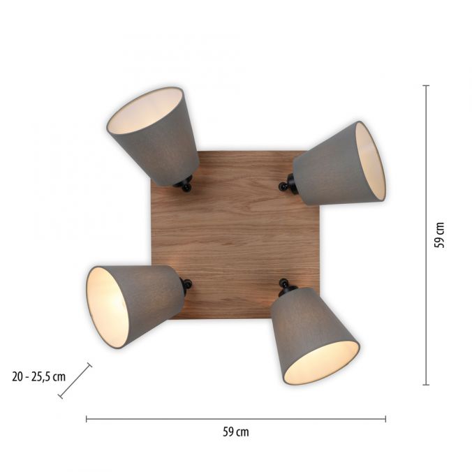Paul Neuhaus LED Wandleuchte Holz natur 4 flammig quadratidsch Stoffschirm Black Friday Preise