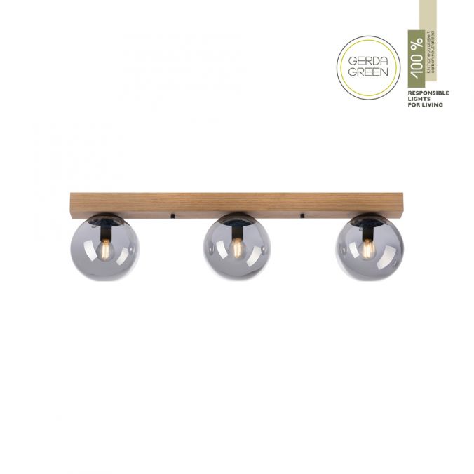 Paul Neuhaus LED Deckenleuchte 3 flammig Holz rauchfarben nachhaltig IP20