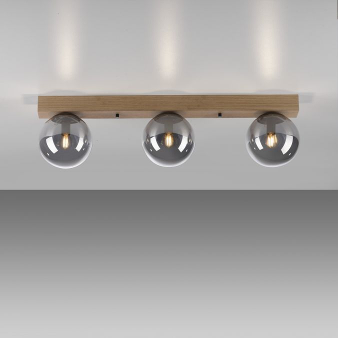 Paul Neuhaus LED Deckenleuchte 3 flammig Holz rauchfarben nachhaltig IP20 50% Rabatt für begrenzte Zeit