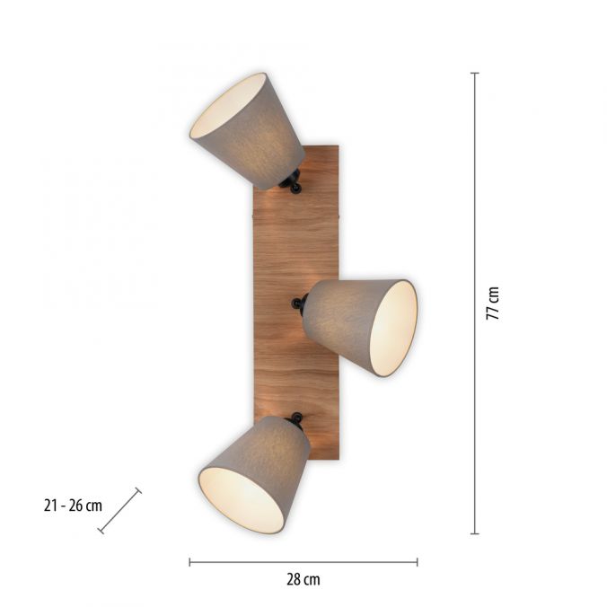 Paul Neuhaus LED Deckenleuchte Holz natur 3 flammig Stoffschirm dreh- und schwenkbar Rabatte dieses Monats
