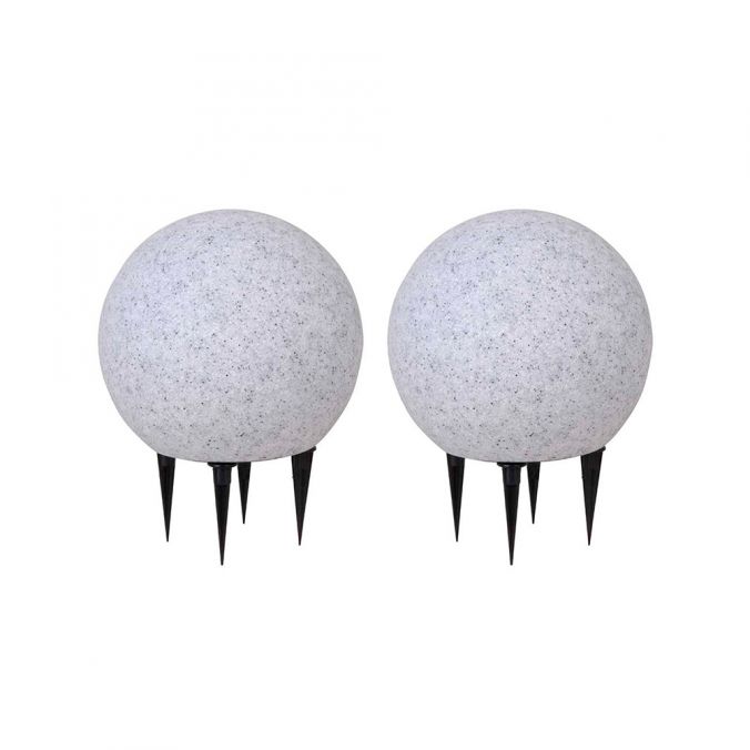 Paul Neuhaus Kugelleuchten, 2er-Set, Ø 20 cm, IP 65, Granitoptik, Steinoptik