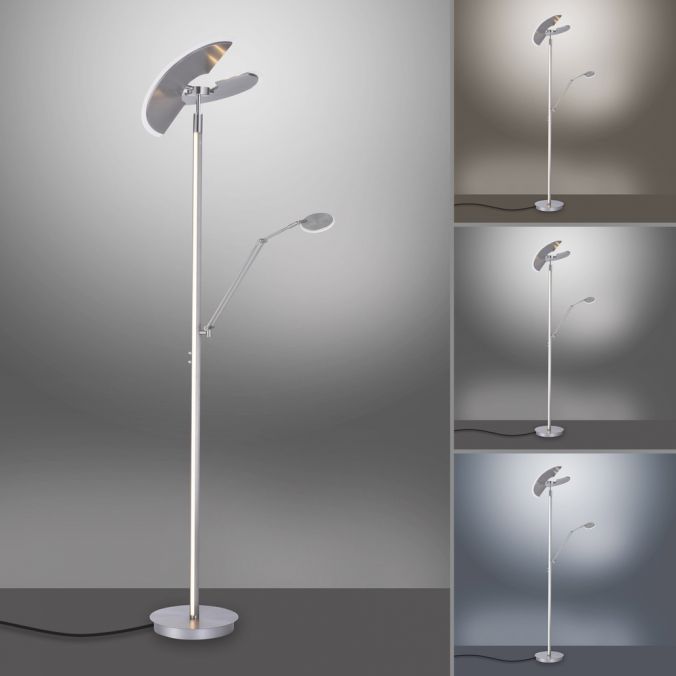 Paul Neuhaus Paul Neuhaus PURE MUTIL LED Deckenfluter silber farbig Leselicht dimmbar Fabrikverkauf
