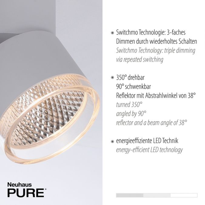 Paul Neuhaus Paul Neuhaus LED Deckenleuchte PURE-NOLA weiß 4 flammig drehbar dimmbar Fabrik Onlineshop