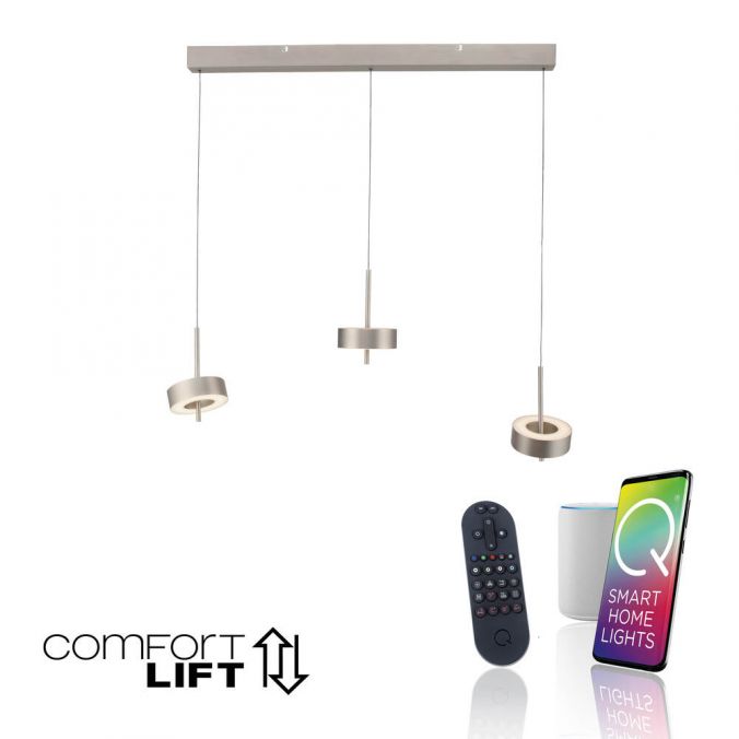 Paul Neuhaus Pendelleuchte Q-ROTATE 3 flammig aluminium höhenverstellbar Smart Home