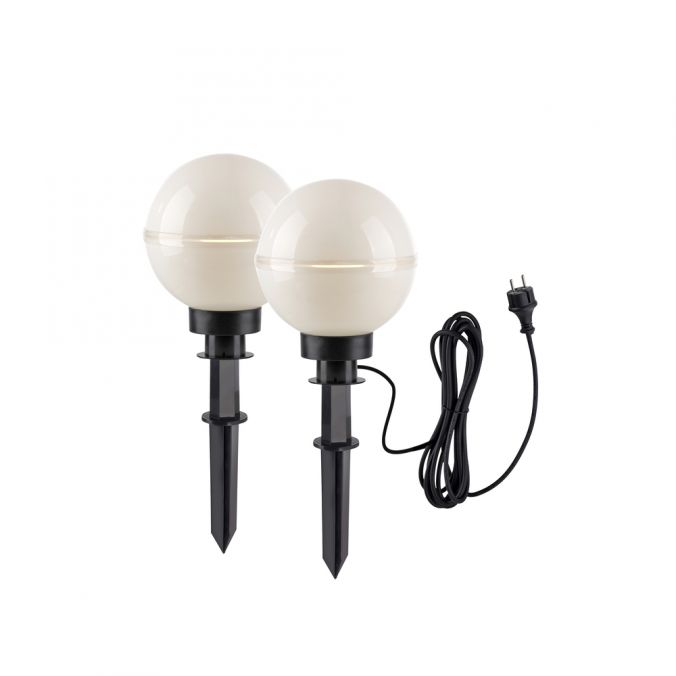 Paul Neuhaus LED Kugelleuchte 2er Set 20x20x51cm weiß mit Kabel und Spieß Außenlampe