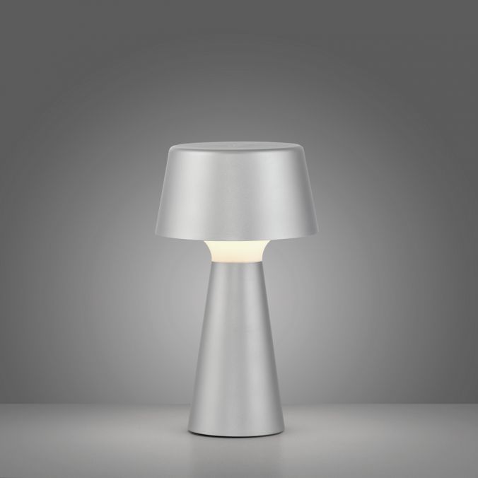 Paul Neuhaus LED Akkuleuchte Tischleuchte silber Touchdimmer IP54 USB Innen-Außenbereich Preisnachlass