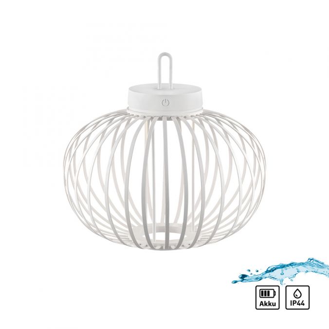 Paul Neuhaus LED Tischleuchte D=36cm weiß Akkulampe USB IP44 dimmbar per Touch