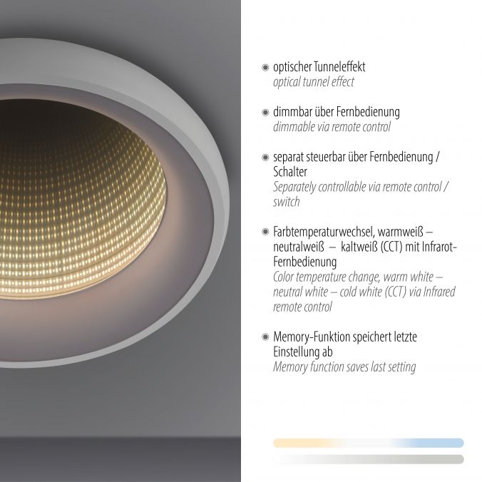 Paul Neuhaus LED Deckenleuchte weiß mit Tunneleffekt dimmbar Fernbedienung CCT Vatertagsangebot