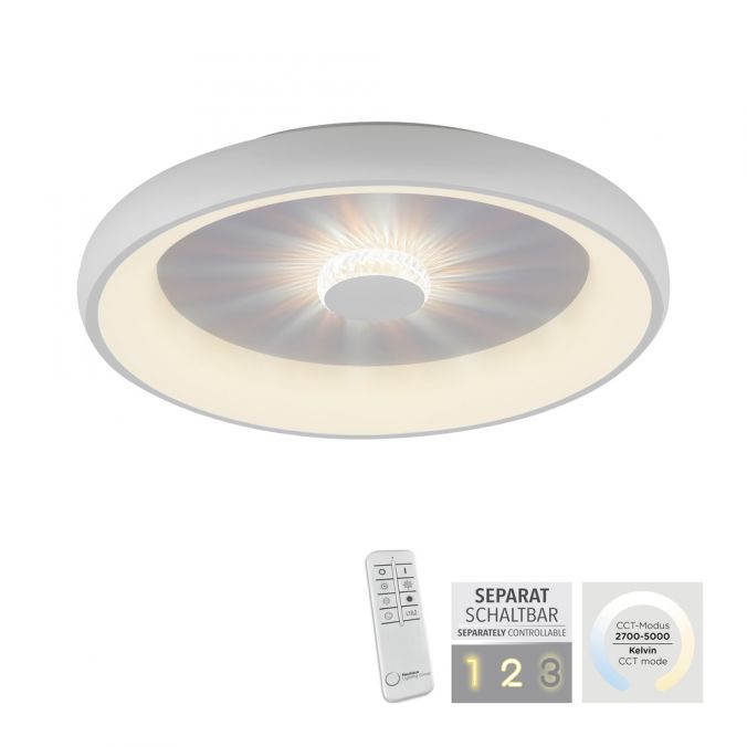 Paul Neuhaus LED Deckenleuchte weiß 61x61 rund Kristalleffekte dimmbar steuerbar CCT Lagerräumung
