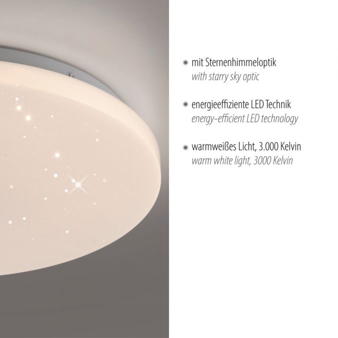 Paul Neuhaus LED Deckenleuchte D=34cm weiß Sternenhimmeloptik zeitloses Design warmweiß Neueste Mode