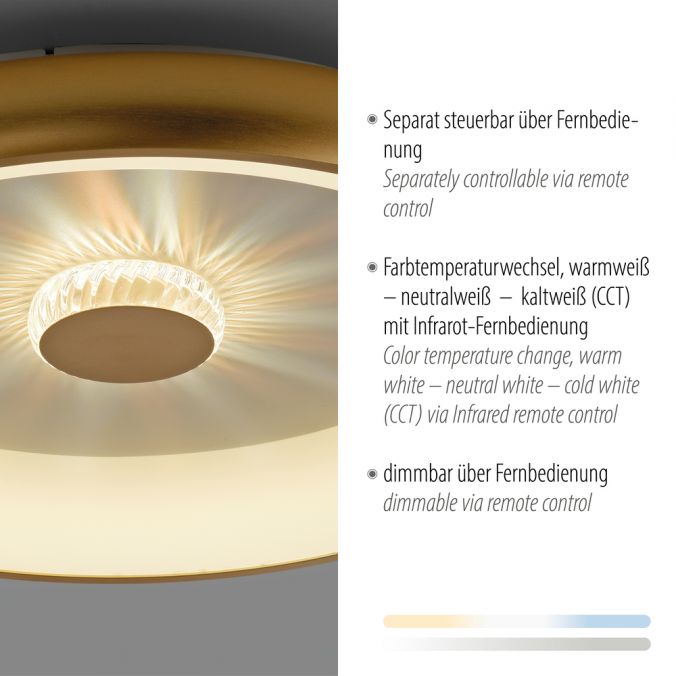 Paul Neuhaus LED Deckenleuchte messing matt 61x61 rund Kristalleffekte dimmbar steuerbar Blitzangebot