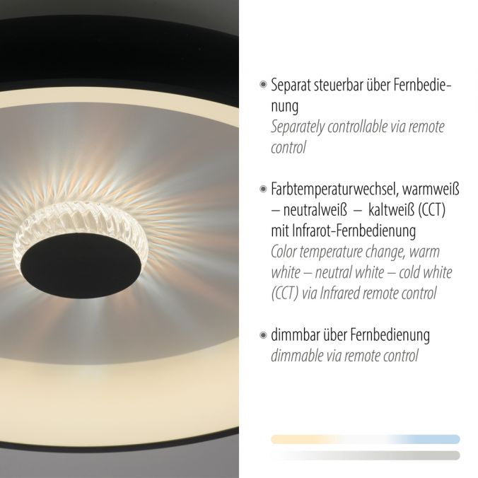 Paul Neuhaus LED Deckenleuchte schwarz 61x61 rund Kristalleffekte dimmbar steuerbar CCT Große Rabatte