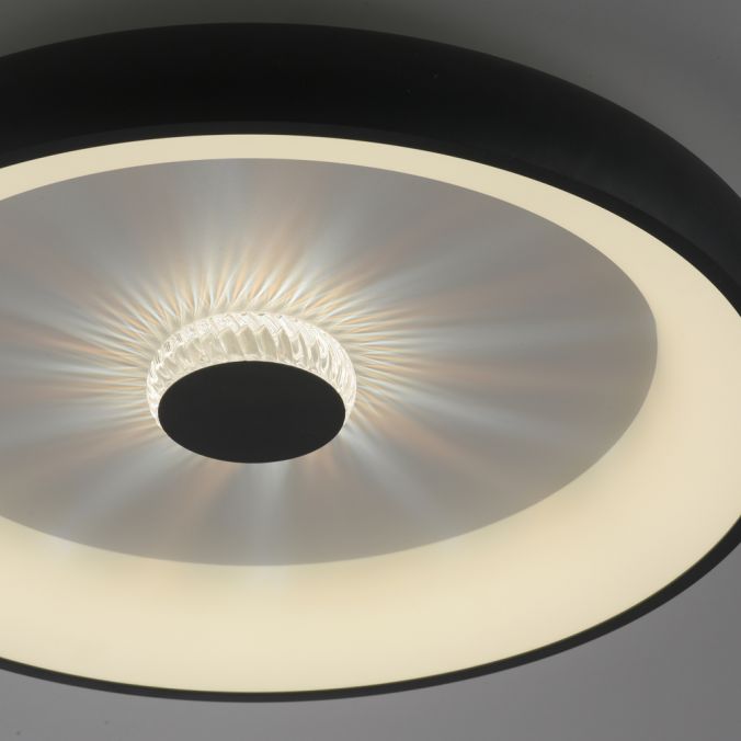 Paul Neuhaus LED Deckenleuchte schwarz 61x61 rund Kristalleffekte dimmbar steuerbar CCT Große Rabatte