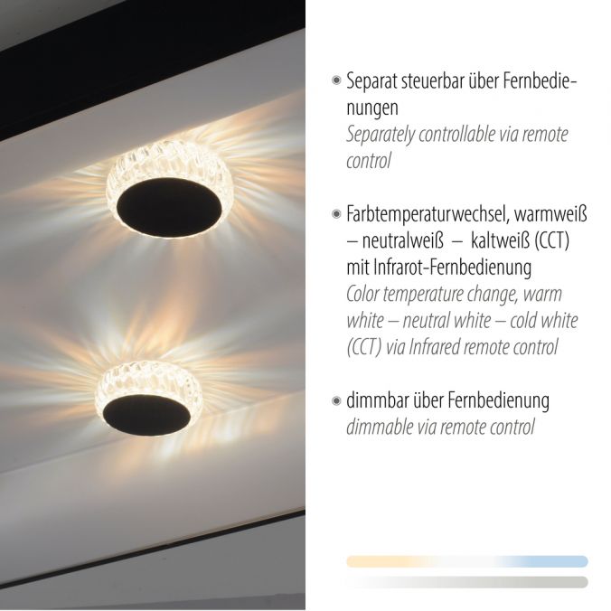 Paul Neuhaus LED Deckenleuchte schwarz rechteckig Kristalleffekte dimmbar steuerbar CCT Neuheiten