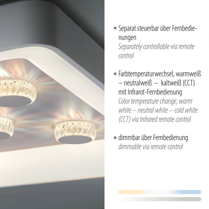 Paul Neuhaus LED Deckenleuchte weiß rechteckig Kristalleffekte dimmbar steuerbar CCT Bestseller