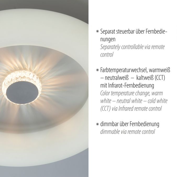 Paul Neuhaus LED Deckenleuchte weiß rund 50x50 Kristalleffekte dimmbar steuerbar CCT Saisonale Angebote