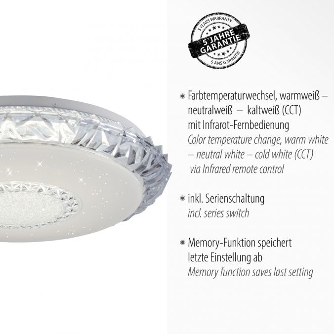 Paul Neuhaus LED Deckenleuchte, transparent, rund, CCT, RGB, Fernbedienung Tägliche Deals