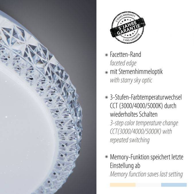 Paul Neuhaus LED-Deckenleuchte, Sternenhimmeloptik, Lichtfarbsteuerung, Memory Funktion Riesige Ersparnisse