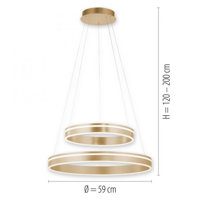 Paul Neuhaus Paul Neuhaus Q VITO LED Pendelleuchte Smart Home messing matt rund doppel Ring Fernbedienung Wochenangebot
