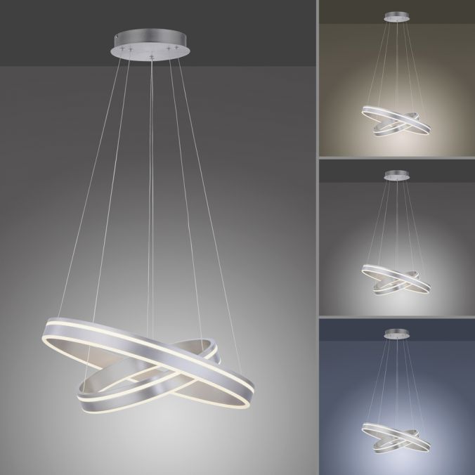 Paul Neuhaus Paul Neuhaus Q VITO LED Hängelampe Smart Home silberfarbig rund doppel Ring Fernbedienung Kostenlose Rückgabe