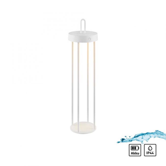 Paul Neuhaus LED Akkulampe Tischleuchte weiß 50cm Touchdimmer IP44 Gartenleuchte