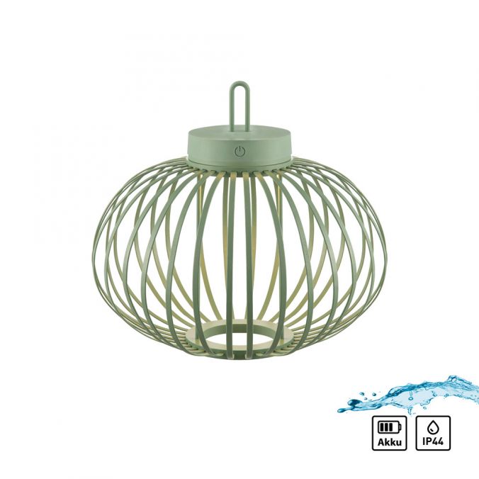 Paul Neuhaus LED Tischleuchte D=36cm grün Akkulampe USB IP44 dimmbar per Touch