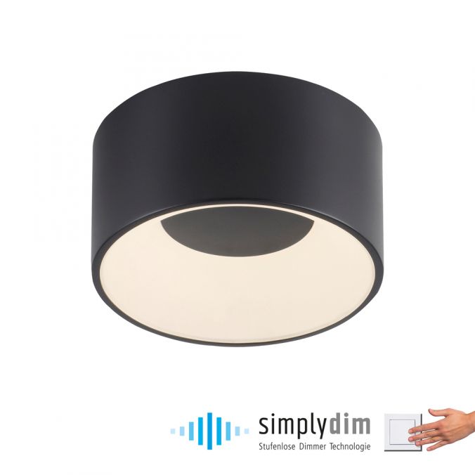 Paul Neuhaus LED Deckenleuchte schwarz D=16cm dimmbar SymplyDim Spot