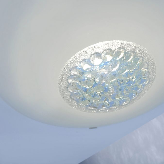 Paul Neuhaus LED-Deckenleuchte aus satinierten Glas und Kristalleinsatz in rund inkl. Switchmo Dimmfunktion Kostenloser Versand international