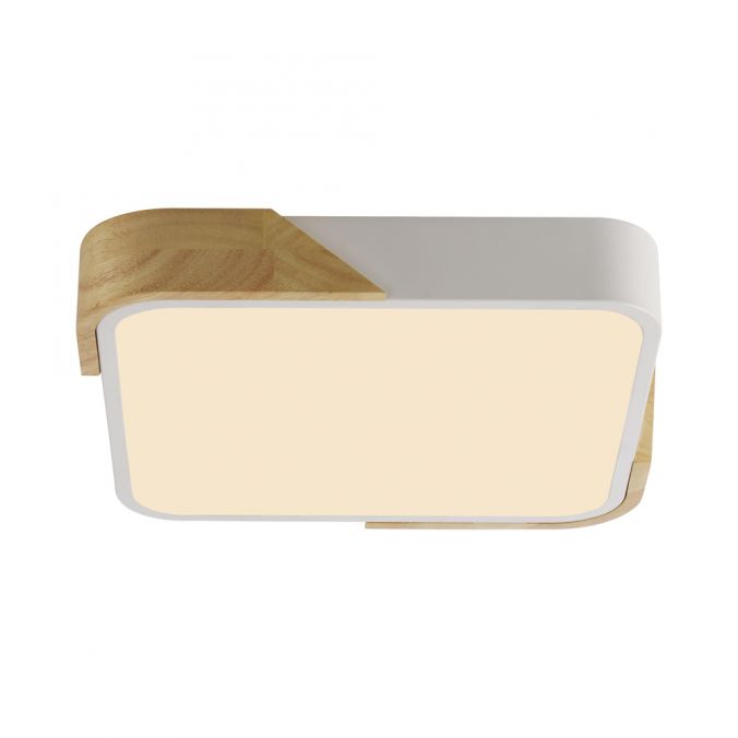 Paul Neuhaus LED Deckenleuchte quadratisch weiß mit Holzdekor zeitloses Design