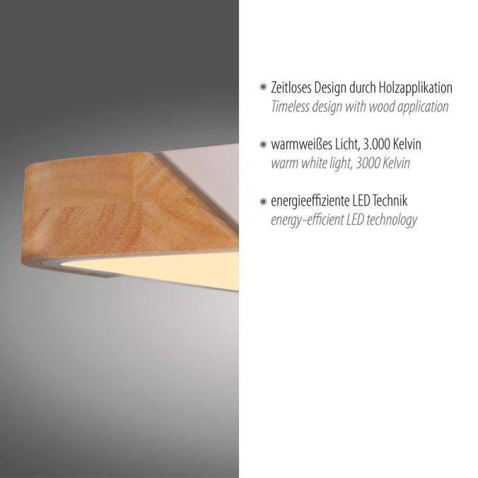 Paul Neuhaus LED Deckenleuchte quadratisch weiß mit Holzdekor zeitloses Design Fabrikladen