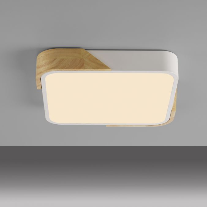 Paul Neuhaus LED Deckenleuchte quadratisch weiß mit Holzdekor zeitloses Design Fabrikladen