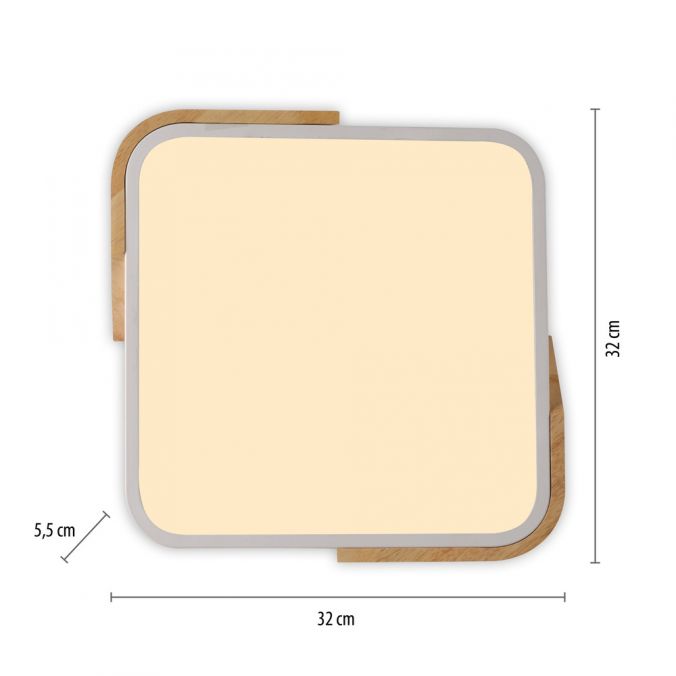 Paul Neuhaus LED Deckenleuchte quadratisch weiß mit Holzdekor zeitloses Design Fabrikladen