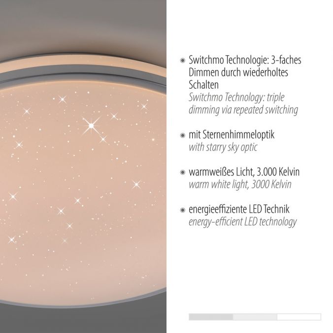 Paul Neuhaus LED Deckenleuchte D=49cm silber Sternenhimmeloptik dimmbar Speichern exportieren