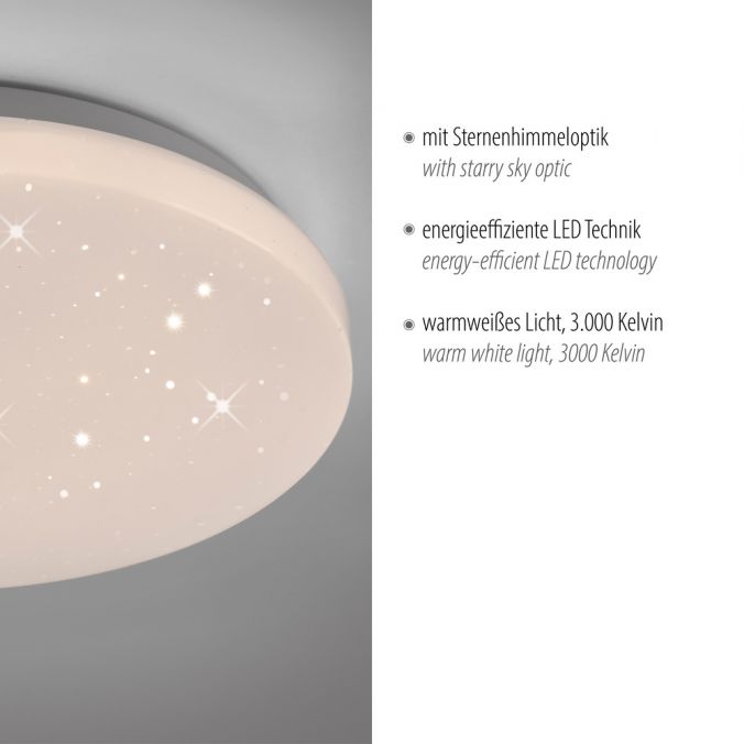 Paul Neuhaus LED Deckenleuchte D=26cm weiß Sternenhimmel zeitloses Design warmweiß Black Friday Preise