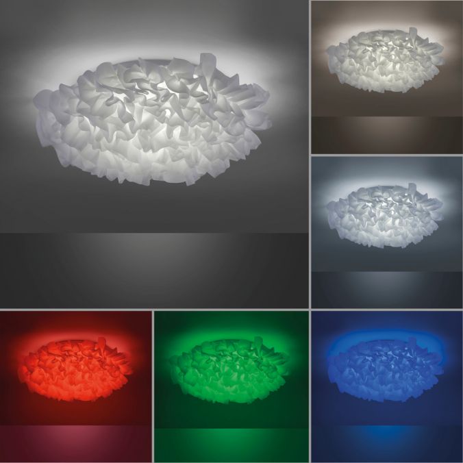 Paul Neuhaus LED Deckenleuchte, Naomi, Stoffschirm, weiß, CCT, Ø50cm Im Verkauf