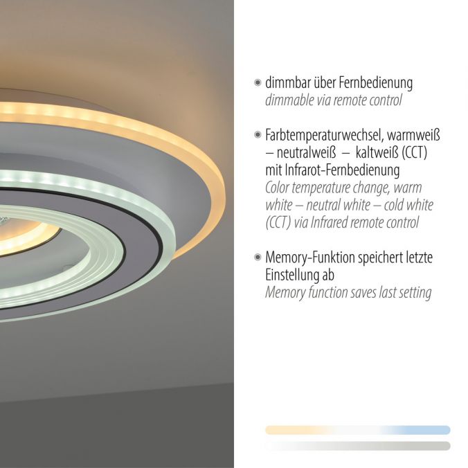 Paul Neuhaus LED Deckenleuchte weiß Nachtlichtfunktion dimmbar Fernbedienung CCT zollfrei