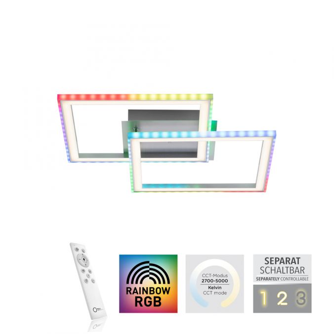 Paul Neuhaus LED Deckenleuchte 44,5x44,5cm silberfarbig drehbar RGB Rainbow Farben dimmbar