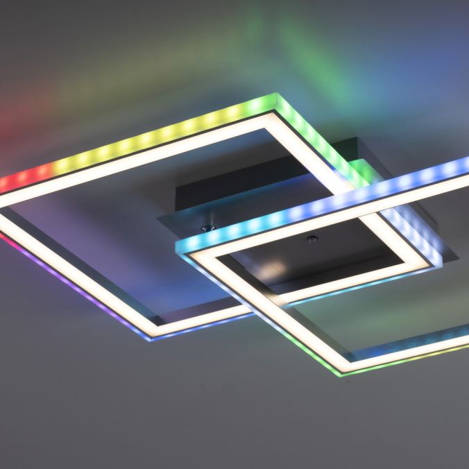 Paul Neuhaus LED Deckenleuchte 44,5x44,5cm silberfarbig drehbar RGB Rainbow Farben dimmbar Meist gekauft