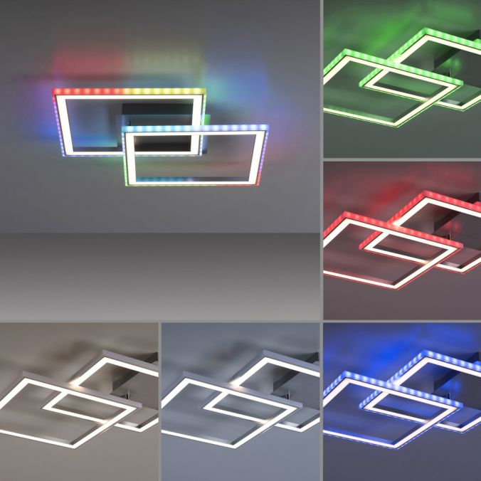 Paul Neuhaus LED Deckenleuchte 44,5x44,5cm silberfarbig drehbar RGB Rainbow Farben dimmbar Meist gekauft