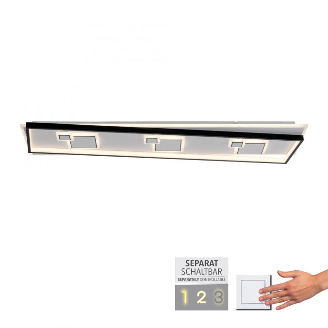 Paul Neuhaus LED Deckenleuchte rechteckig schwarz weiß schaltbar warmweiß Licht