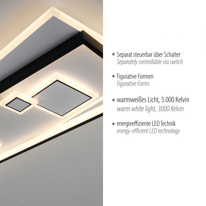 Paul Neuhaus LED Deckenleuchte rechteckig schwarz weiß schaltbar warmweiß Licht Blitzverkäufe