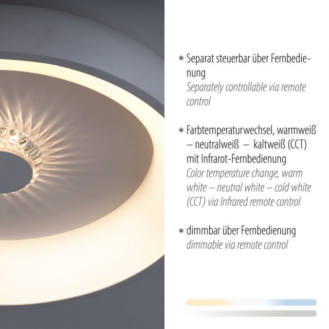Paul Neuhaus LED Deckenleuchte weiß grau rund Kristalleffekte dimmbar CCT Fabrikpreis