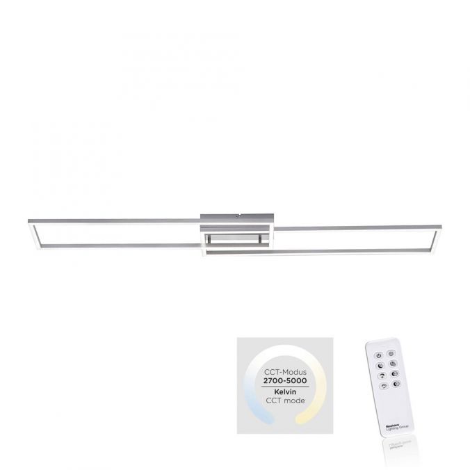 Paul Neuhaus LED Deckenleuchte, stahlfarben, dimmbar, CCT, modern, 110cm lang