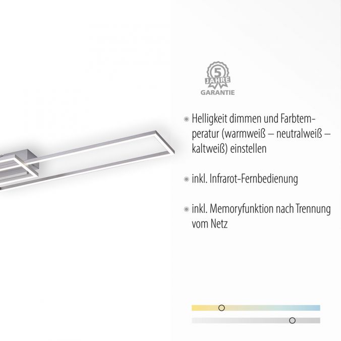 Paul Neuhaus LED Deckenleuchte, stahlfarben, dimmbar, CCT, modern, 110cm lang Sonderangebot